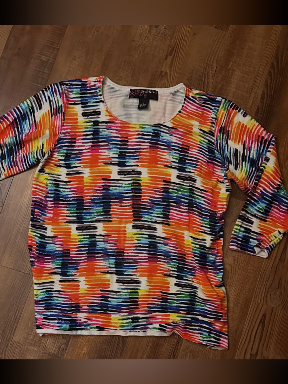 Peck & Peck Multicolor Brushed Stripe Long Sleeve Top